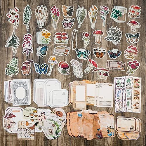Knaid Vintage Scrapbook Sticker Paper Pack (200Ã‚ Pieces)Ã‚ forÃ‚ ArtÃ‚ Journaling BulletÃ‚ JunkÃ‚ JournalÃ‚ Supplies Planners NotebookÃ‚ DIY CraftÃ‚ KitsÃ‚ CollageÃ‚ AlbumÃ‚ AestheticÃ‚ CottagecoreÃ‚ PictureÃ‚ Frames (Nature) botanical - Image 5