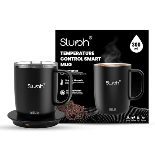 Slursh Temperature Control Smart Mug 300ml, Double Wall Vacuum Insulated Coffee Mug with Smart LED Display & Lid, 3200mAh Battery, Temperature Controlled Coffee Mug for Travel & Office - Image 1