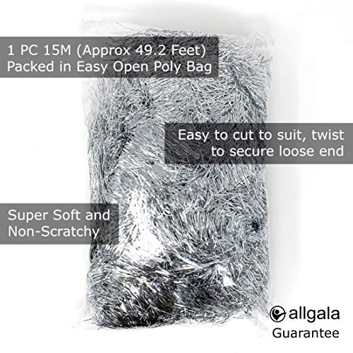 Allgala Silver Tinsel Garland, 50 Feet Christmas Metallic Foil Tinsel Garland Decoration for Holiday Tree Walll Rail Home Office Event Fall Thanksgiving Decoration - Image 2