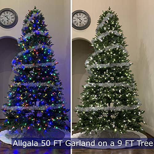Allgala Silver Tinsel Garland, 50 Feet Christmas Metallic Foil Tinsel Garland Decoration for Holiday Tree Walll Rail Home Office Event Fall Thanksgiving Decoration - Image 5