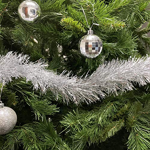 Allgala Silver Tinsel Garland, 50 Feet Christmas Metallic Foil Tinsel Garland Decoration for Holiday Tree Walll Rail Home Office Event Fall Thanksgiving Decoration - Image 3