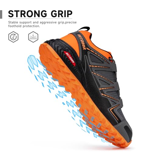 KEFUWU Men's Trail Running Shoes Lightweight Non-Slip Walking Hiking Sneakers Men Outdoor (10 Men, Grey) - Image 5