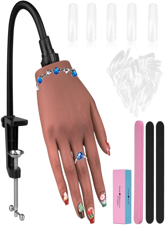 imene Practice Hand for Acrylic Nails，Nail Practice Hand with Stand Bracket, Flexible Bendable Silicone Nail Practice Fake Hand, Nail Training Mannequin Hand for Acrylic Nails for Beginners, Nail Tech - Image 1