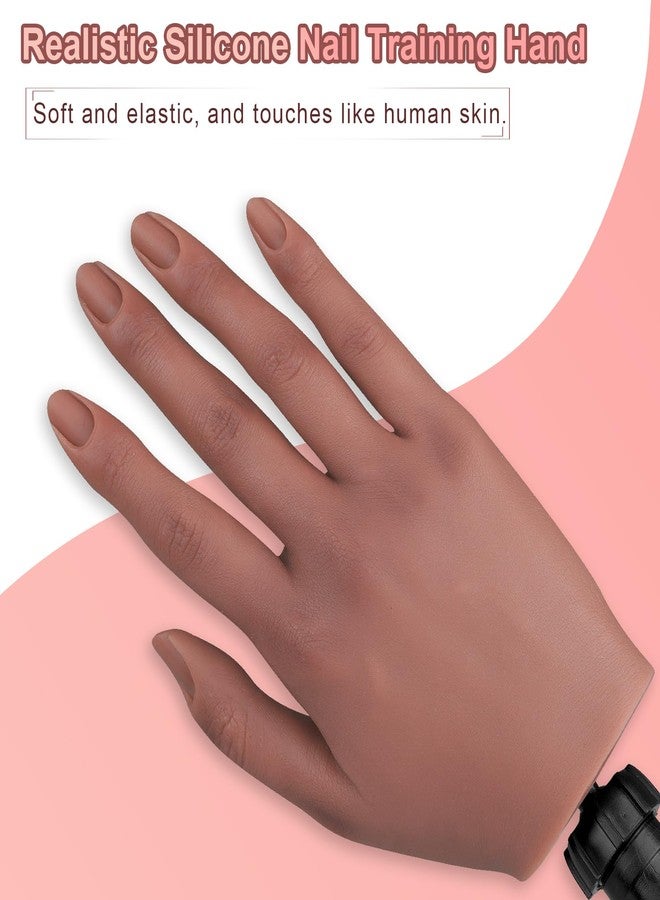 imene Practice Hand for Acrylic Nails，Nail Practice Hand with Stand Bracket, Flexible Bendable Silicone Nail Practice Fake Hand, Nail Training Mannequin Hand for Acrylic Nails for Beginners, Nail Tech - Image 2