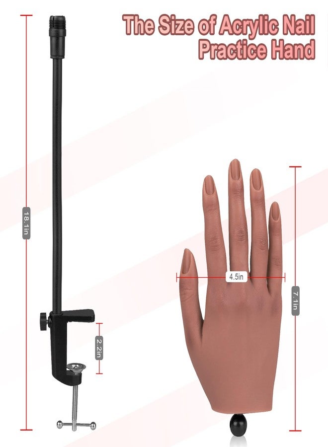 imene Practice Hand for Acrylic Nails，Nail Practice Hand with Stand Bracket, Flexible Bendable Silicone Nail Practice Fake Hand, Nail Training Mannequin Hand for Acrylic Nails for Beginners, Nail Tech - Image 5