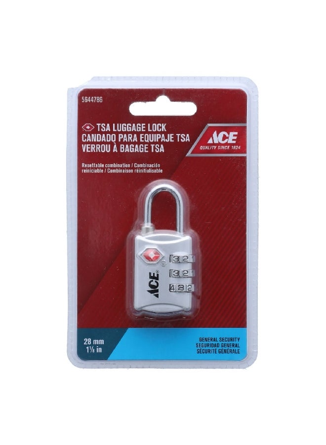 ACE Durable Zinc Alloy Combination Luggage Padlock Silver 28 mm 5644786