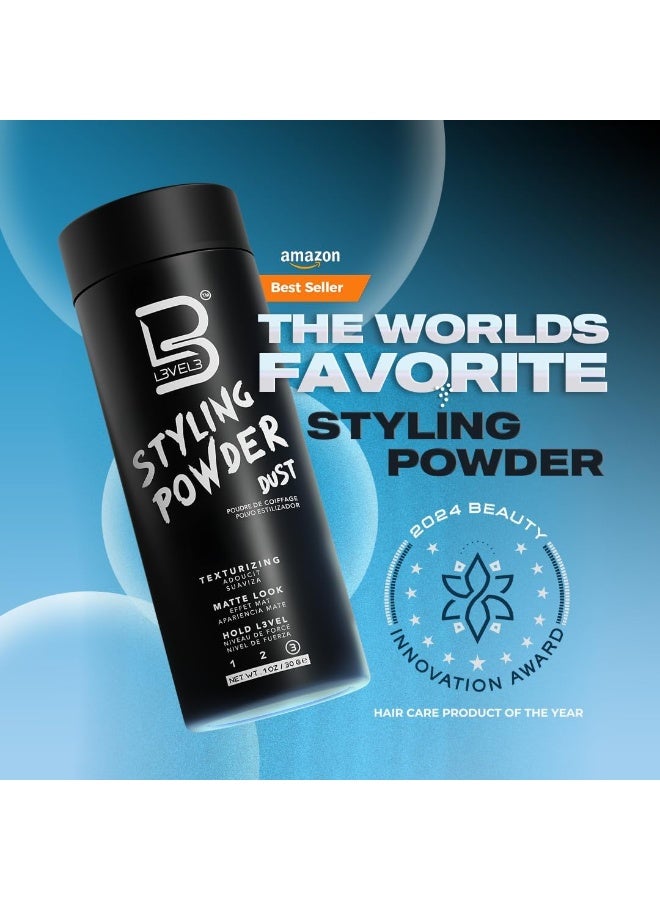 L3 بودرة تصفيف مستوى 3 - بودرة للرجال بمظهر طبيعي - سهلة التطبيق بدون زيت أو بقايا دهنية (كبير - 60 جرام) - Image 4