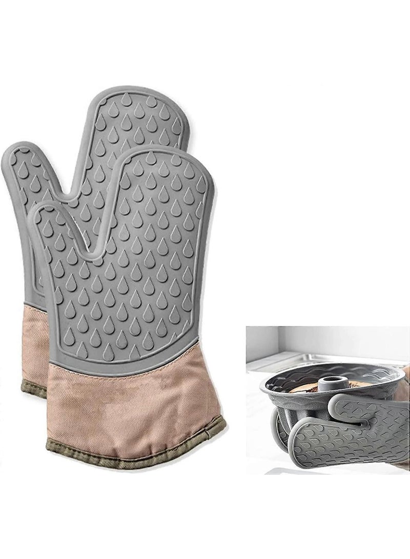 قفاز فرن سيليكون مقاوم للحرارة - قطعتان مقاومتان للماء والانزلاق للمطبخ للطهي والخبز والشواء والاستخدام في الميكروويف - Image 1