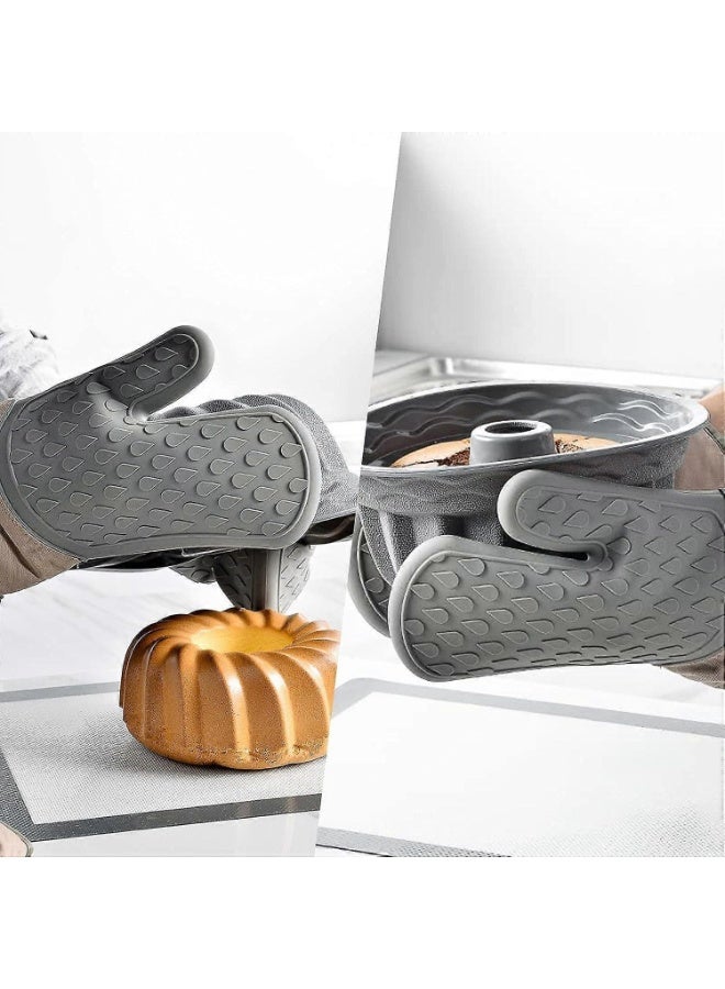 قفاز فرن سيليكون مقاوم للحرارة - قطعتان مقاومتان للماء والانزلاق للمطبخ للطهي والخبز والشواء والاستخدام في الميكروويف - Image 2