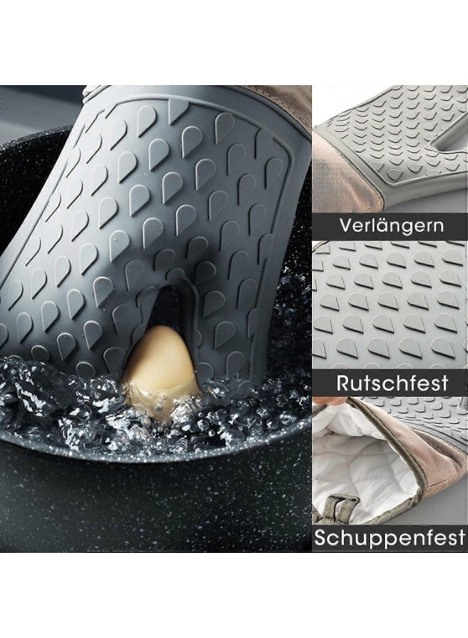 قفاز فرن سيليكون مقاوم للحرارة - قطعتان مقاومتان للماء والانزلاق للمطبخ للطهي والخبز والشواء والاستخدام في الميكروويف - Image 4