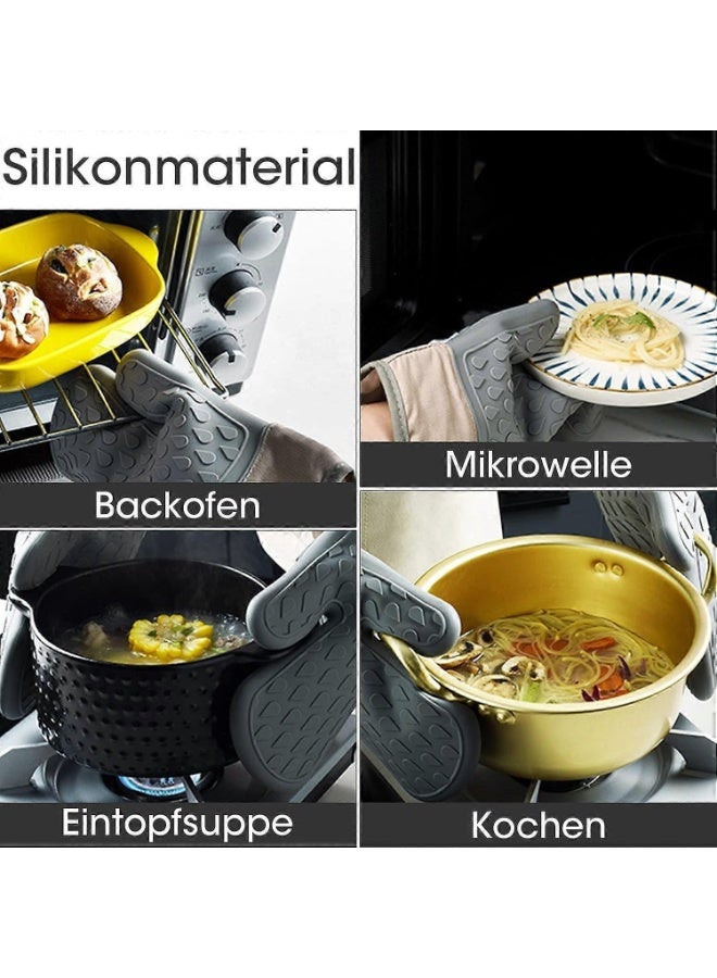 قفاز فرن سيليكون مقاوم للحرارة - قطعتان مقاومتان للماء والانزلاق للمطبخ للطهي والخبز والشواء والاستخدام في الميكروويف - Image 3