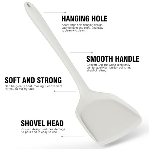 AOTHOD Silicone Cooking Utensils Set - 446°F Heat Resistant Silicone Kitchen Utensils,Spatula,Spoon, Kitchen Utensil Sets Gadgets Tools Set for Nonstick Cookware,Dishwasher Safe Bpa Free (Cream White) - Image 4
