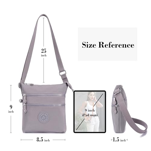 AOCINA Crossbody Purses for Women Lightweight Small Travel Bag Shoulder Purses and Handbags with Multi Zipper Pockets (Grey) - Image 4