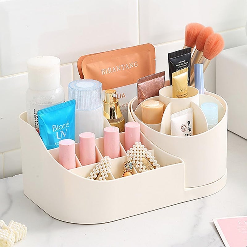 KRYLAR360 Rotating Makeup Organiser Spinning Display Rack with Compartments for Makeup Storage Desk Organization Home Supplies for Lipsticks Cosmetics Bathroom VanitiesPerfumewhite color - Image 5