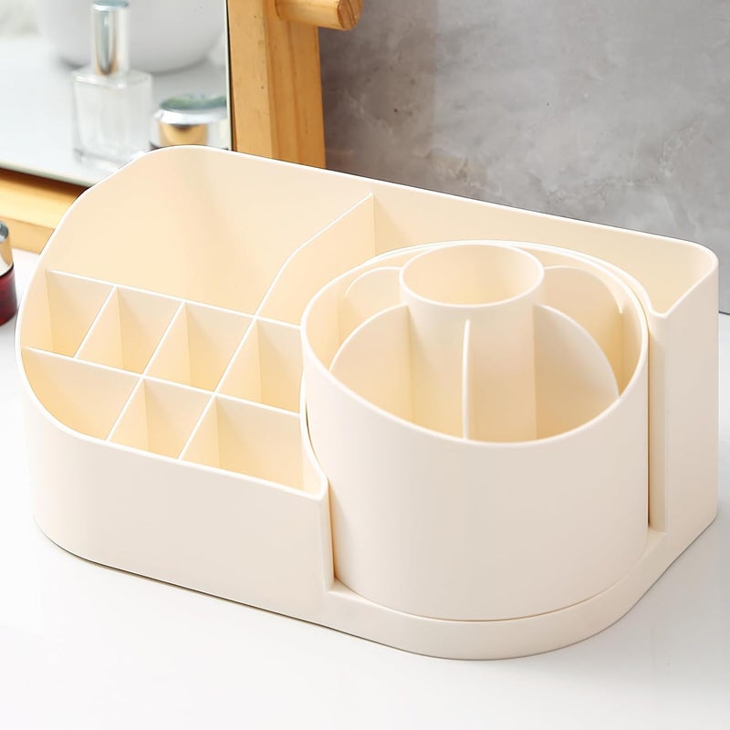 KRYLAR360 Rotating Makeup Organiser Spinning Display Rack with Compartments for Makeup Storage Desk Organization Home Supplies for Lipsticks Cosmetics Bathroom VanitiesPerfumewhite color - Image 2