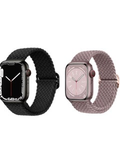 2pcs Braided Stretchy Solo Loop Compatible for Apple Watch Band 38mm 40mm 41mm 42mm for Women Men, Nylon Elastic Straps Wristbands for iWatch Series 10 9 8 7 6 SE 5 4 3 2 Ultra Ultra 2