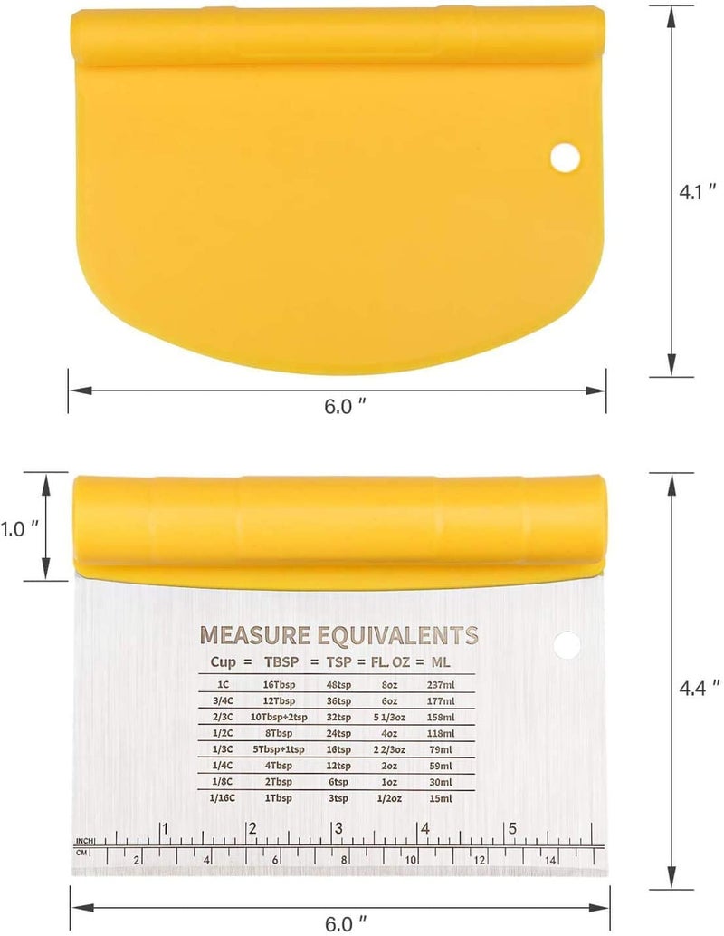 P Plus Fire MultiPurpose Stainless Steel ScraperChopper with Contoured Grip Dough Scraper Bowl Scraper Foodsafe Plastic Dough Cutter Flexible Plastic ScraperPack of 2 - Image 2