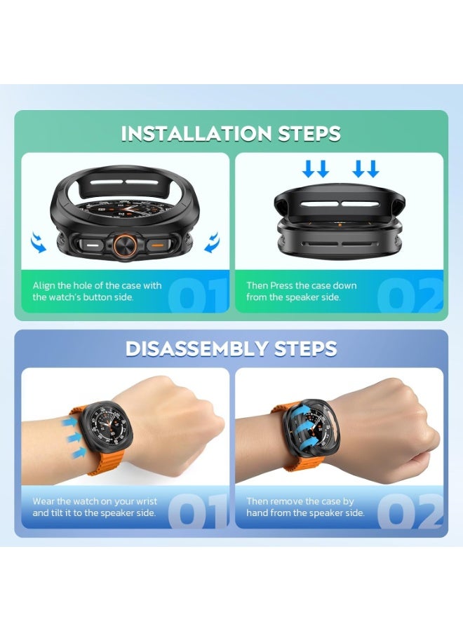 Samsung Galaxy Watch 8 Screen Protector Case 44mm Accessories, Protective Face Cover, Hard Bumper Built-in Tempered Glass Film - Image 4