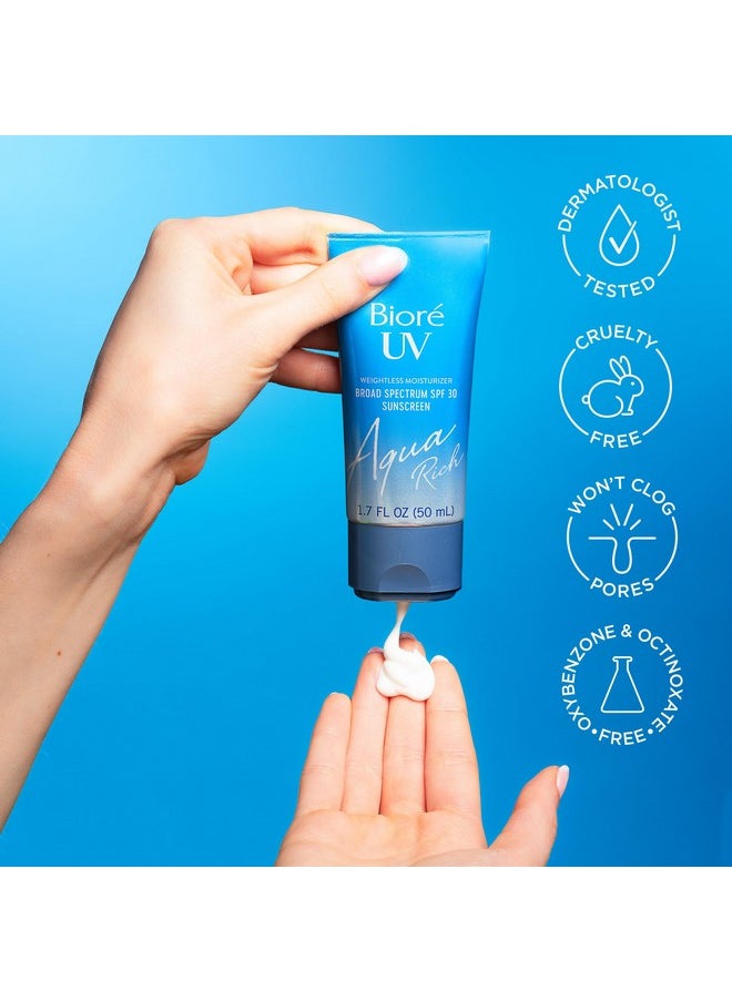 Biore - Uv Aqua Rich Spf 50 Pa++++ Japanese Daily Moisturizer Sunscreen For Face For Sensitive Skin Oil Free Hyaluronic Acid Vegan Oxybenzone & Octinoxate Free Dermatologist Tested 1.7 Oz - Image 1