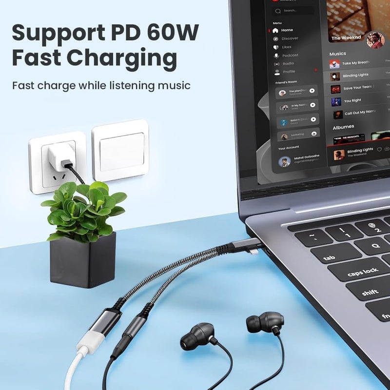 Verilux ® 4 in 1 USB C to 3.5mm Connector, PD 10W Type C & Light-ning to 3.5 MM & C Connector, Game Sound Card Game Audio Adapter Support for iPhone 17/16/15, HarmonyOS 15/14/13, Oppo, OnePlus - Image 4