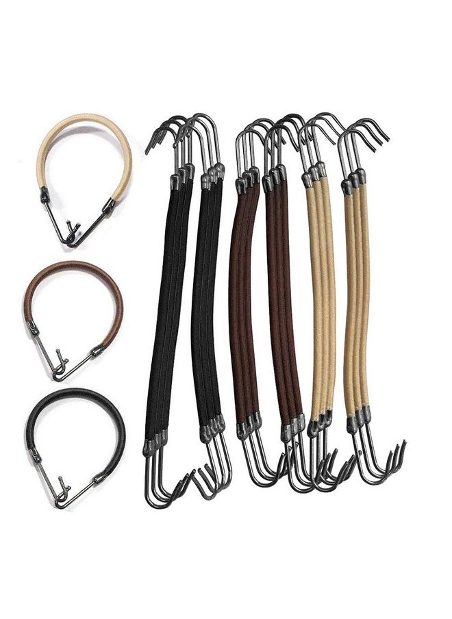 Oarkive Oarkive 18pcs Bungee Hair Ties, Elastic Hair Bands with Hooks, Hair Bungee Cords, 3 Colors - Black, Brown, Beige  - Image 1