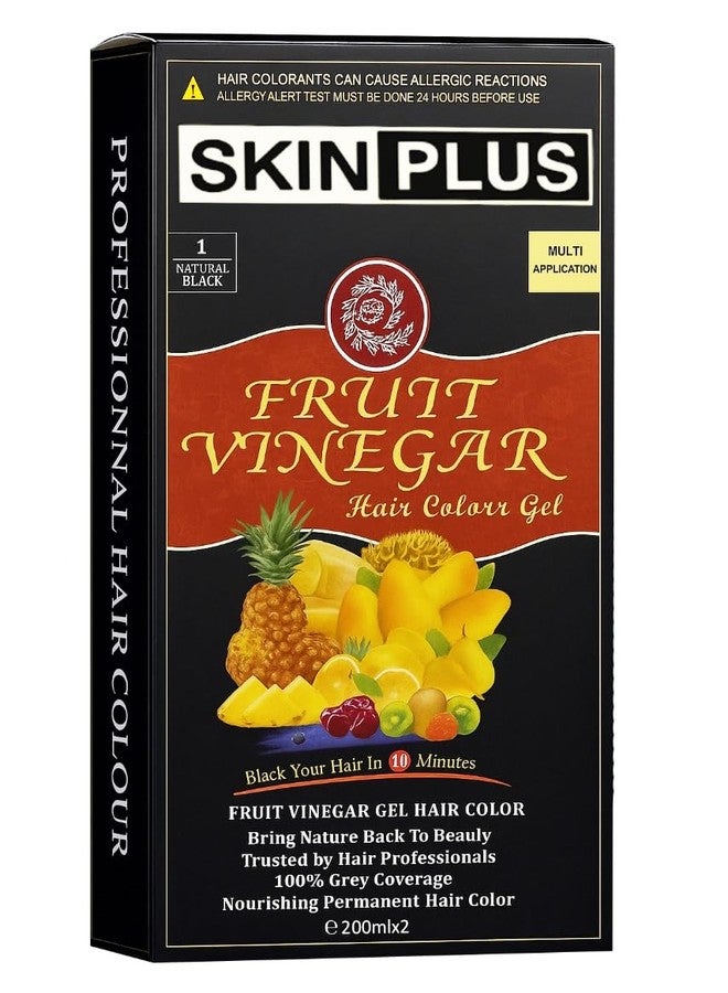 SKINPLUS Ammonia Free Fruit Vinegar Hair Color Gel | Natural Black | Nourishing Hair Dye with Shine & Softness | 200ml × 2 - Image 3