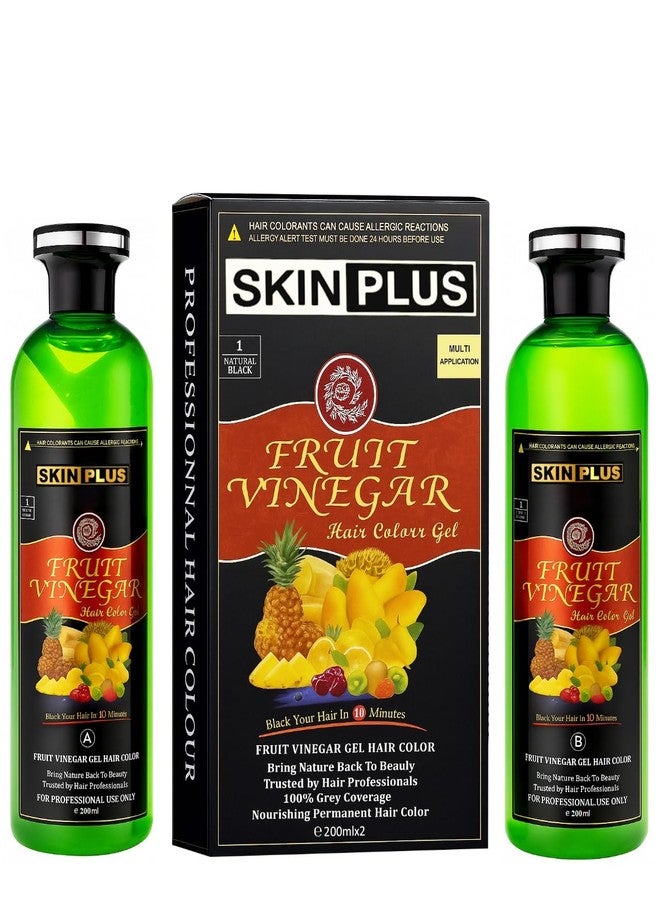 SKINPLUS Ammonia Free Fruit Vinegar Hair Color Gel | Natural Black | Nourishing Hair Dye with Shine & Softness | 200ml × 2 - Image 1