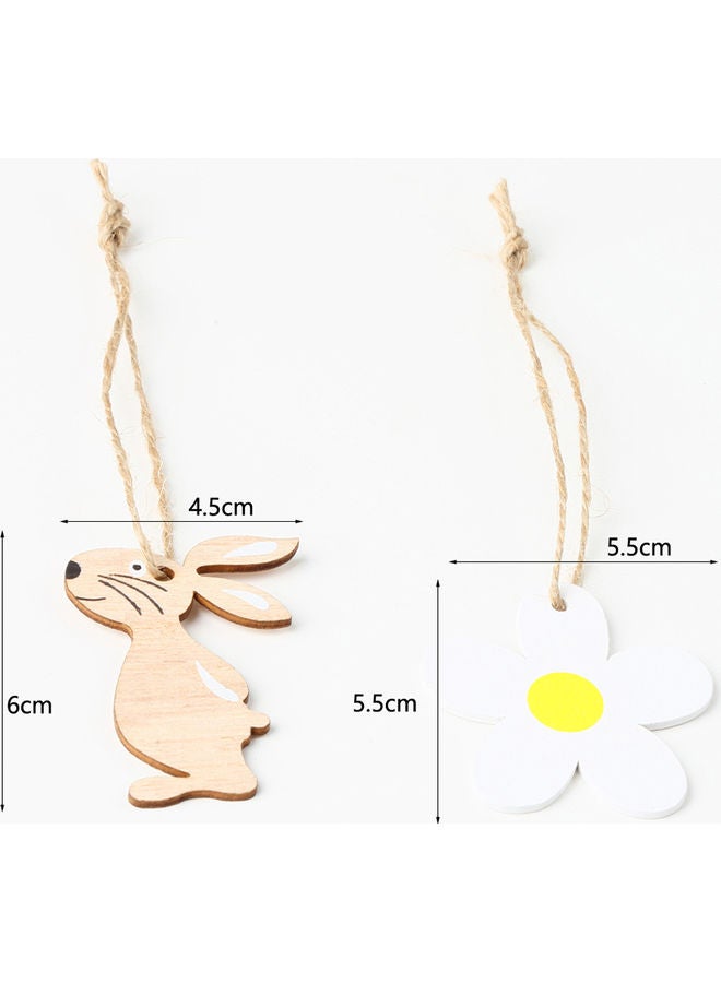8-Piece Rabbit and Flower Bunny Wooden Ornament Multicolour - Image 5