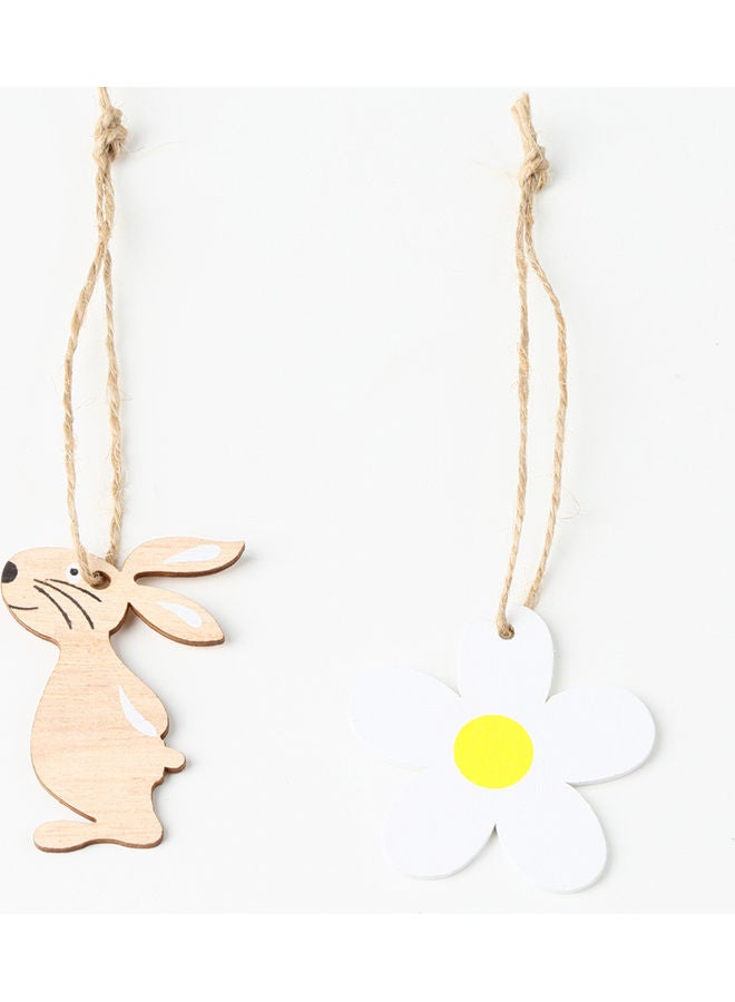 8-Piece Rabbit and Flower Bunny Wooden Ornament Multicolour - Image 3
