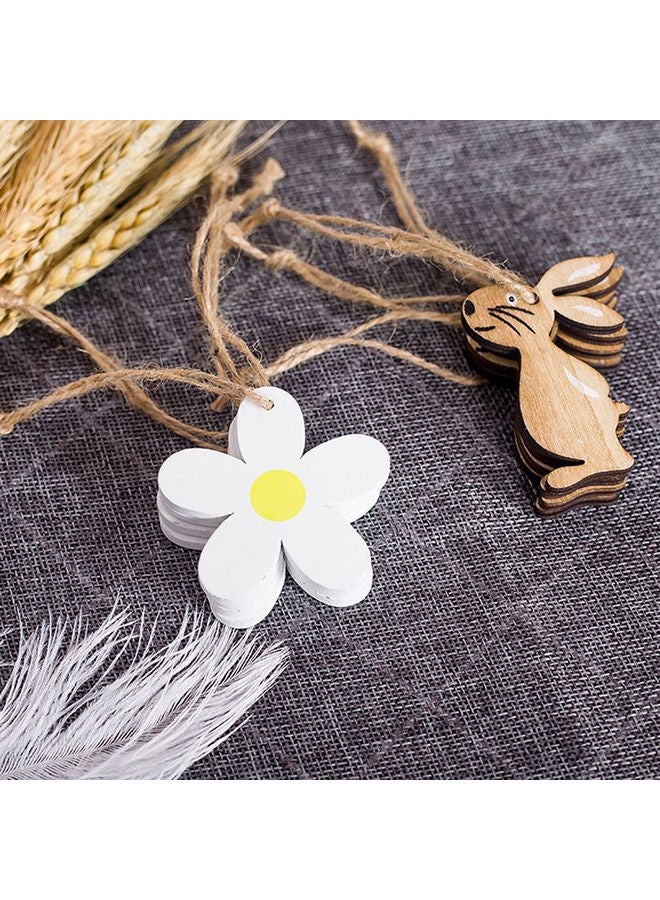 8-Piece Rabbit and Flower Bunny Wooden Ornament Multicolour - Image 2