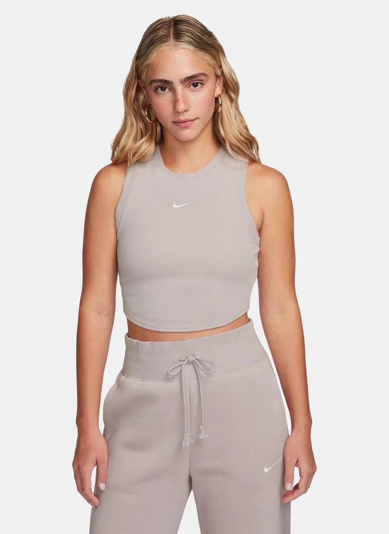 Nike Women's Sportswear Chill Tight Cropped Mini-Rib Tank Top