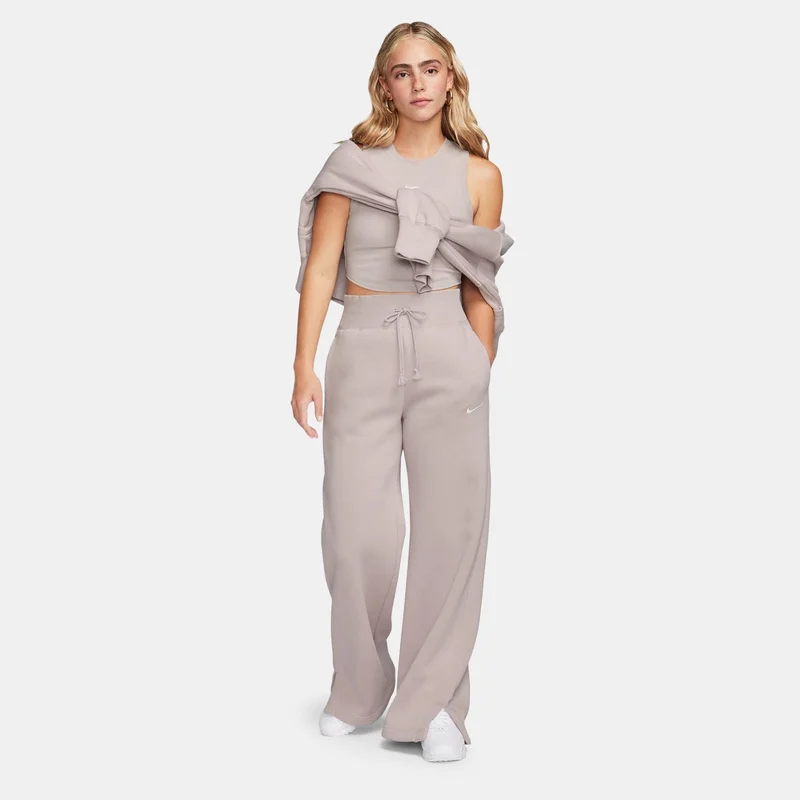 Nike Beige Women's Sportswear Chill Tight Cropped Mini-Rib Tank Top for Women | Best Price UAE