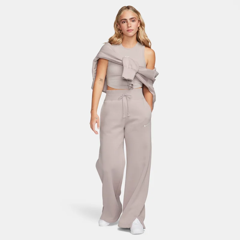 Nike Beige Women's Sportswear Chill Tight Cropped Mini-Rib Tank Top for Women | Best Price UAE