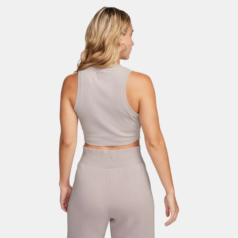 Nike Beige Women's Sportswear Chill Tight Cropped Mini-Rib Tank Top for Women | Best Price UAE