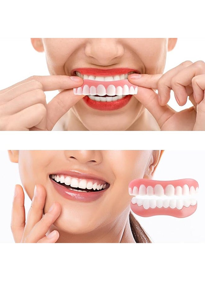 Generic Teeth Veneers White Dentures for Upper and Lower for Women Men Comfortable Flex Cosmetic Teeth Comfortable and No Pain Regain Confident Smile  - Image 2