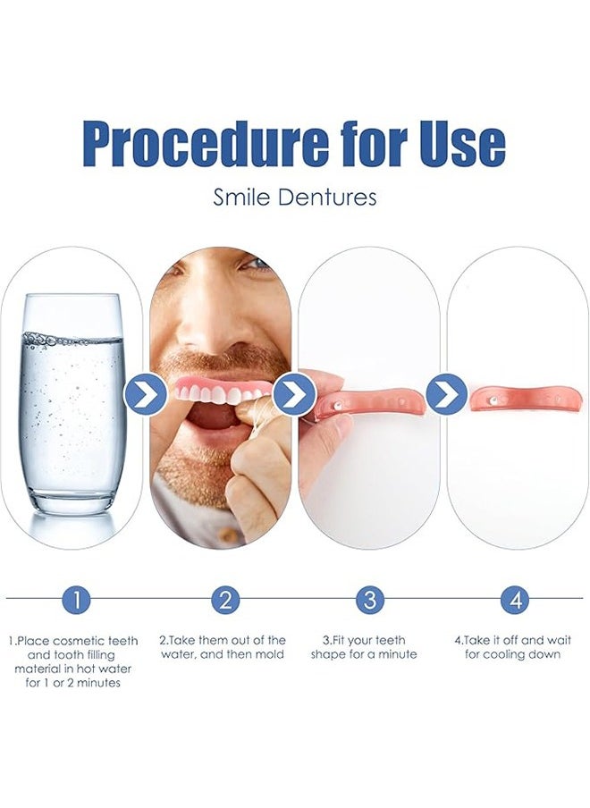 Generic Teeth Veneers White Dentures for Upper and Lower for Women Men Comfortable Flex Cosmetic Teeth Comfortable and No Pain Regain Confident Smile  - Image 3