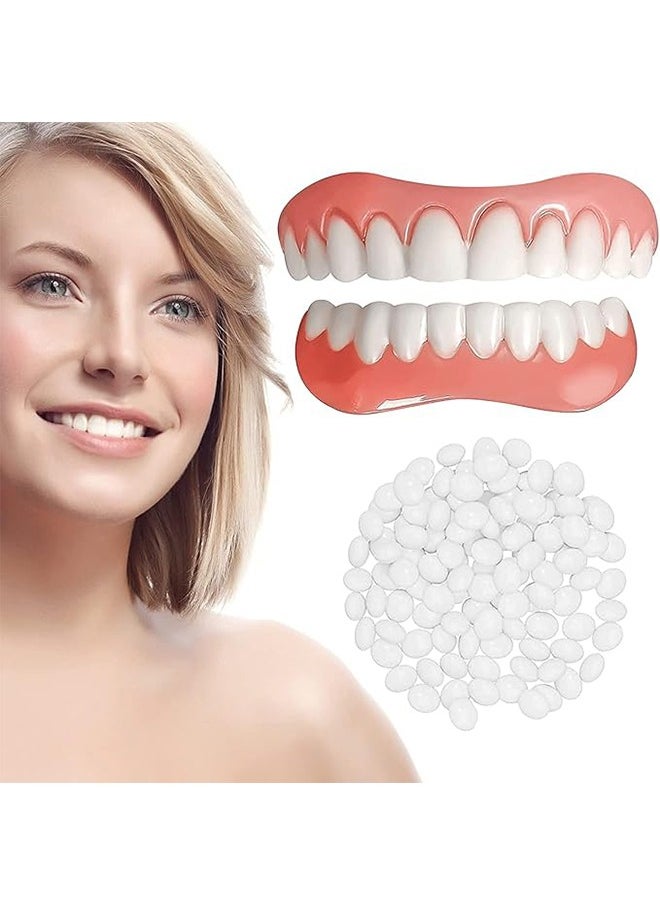 Generic Teeth Veneers White Dentures for Upper and Lower for Women Men Comfortable Flex Cosmetic Teeth Comfortable and No Pain Regain Confident Smile  - Image 1