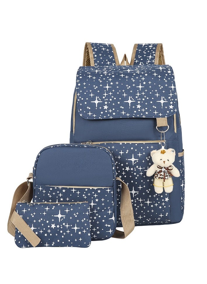 Generic Flap Closure School Backpack Set Blue  - Image 1