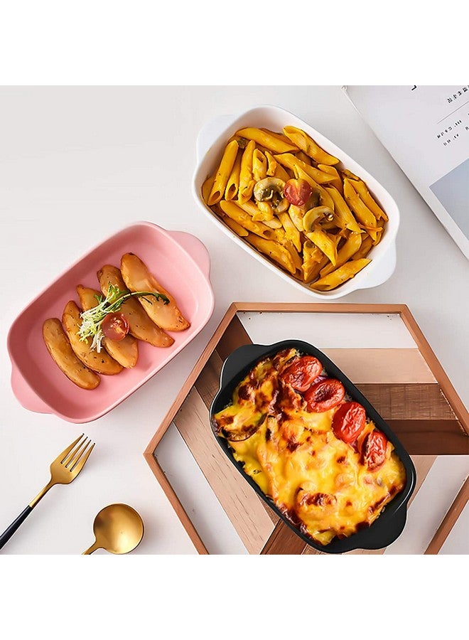 WE-CEF Porcelain Bakeware Set For Cooking 9 Inch Ceramic Baking Dish For Oven Individual Roasting Lasagna Pan Small Casserole Bakeware With Handle (Pack 2, Blue), 650Ml - Image 3