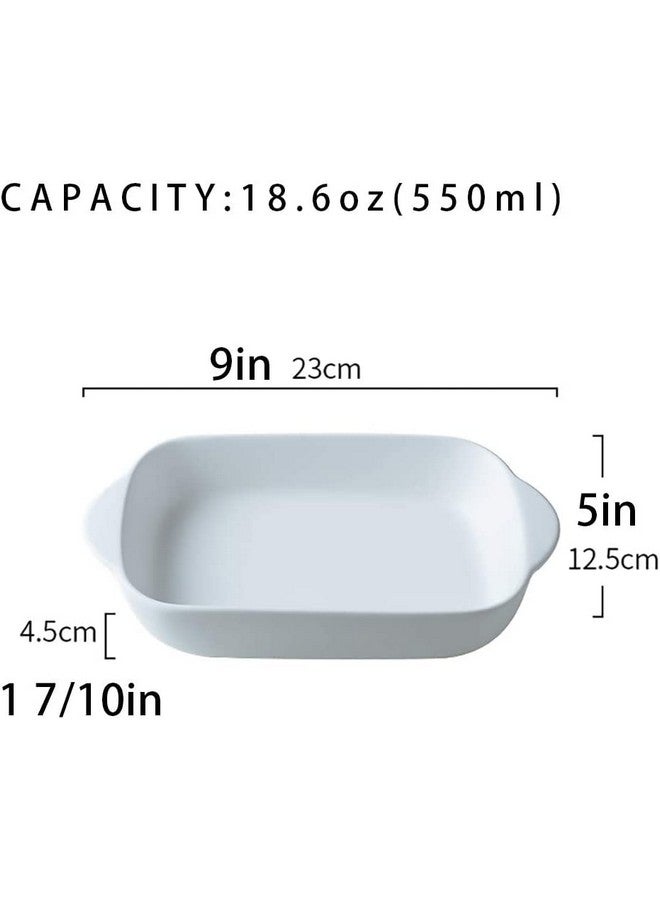 WE-CEF Porcelain Bakeware Set For Cooking 9 Inch Ceramic Baking Dish For Oven Individual Roasting Lasagna Pan Small Casserole Bakeware With Handle (Pack 2, Blue), 650Ml - Image 2