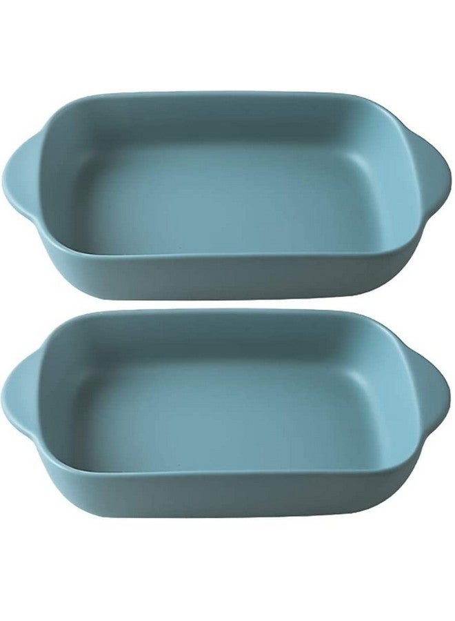 WE-CEF Porcelain Bakeware Set For Cooking 9 Inch Ceramic Baking Dish For Oven Individual Roasting Lasagna Pan Small Casserole Bakeware With Handle (Pack 2, Blue), 650Ml - Image 1