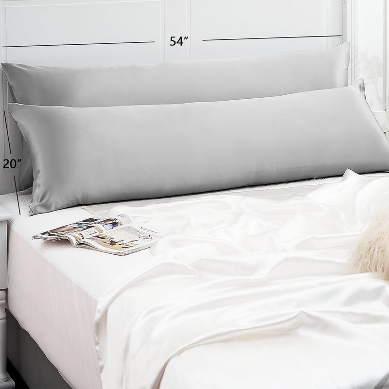 Vielit Satin Body Pillow Pillowcase 1pc,Silky Body Pillow Cover Similar to Silk Pillow Cases Soft Body Pillow Case 20x54 & Envelope Closure,Gift for Women Men Silver Grey & 1 Satin Scunchie - Image 4