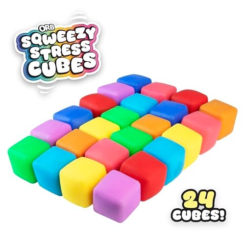 The Orb Factory ORB 24 Pack Slow Rising Squishy Stress Cubes Easy Sqweezy Squishy Cubes Soft Dough Stress Balls and Fidgets for Anxiety and Stress Relief Classroom Rewards Party Favors for Kids Teens Adults - Image 5