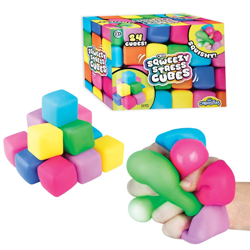 The Orb Factory ORB 24 Pack Slow Rising Squishy Stress Cubes Easy Sqweezy Squishy Cubes Soft Dough Stress Balls and Fidgets for Anxiety and Stress Relief Classroom Rewards Party Favors for Kids Teens Adults - Image 3