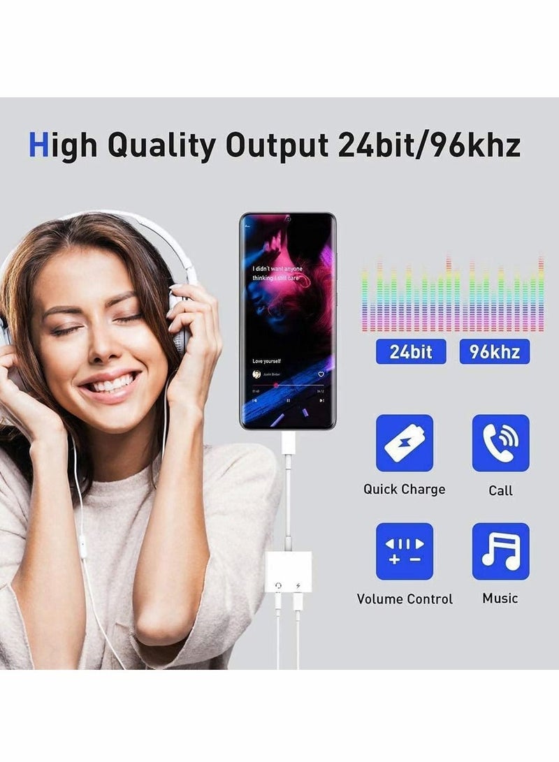 كاست ويف USB Type C إلى 3.5 مم سماعة رأس ومحول الشاحن 2 في 1 Aux Aux Audio Jack HI RES DAC سلك سريع الشحن متوافق مع Pixel 4 3 XL Galaxy S20 S20+ S10 بالإضافة إلى ملاحظة 20 - Image 3