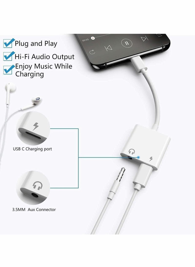 كاست ويف USB Type C إلى 3.5 مم سماعة رأس ومحول الشاحن 2 في 1 Aux Aux Audio Jack HI RES DAC سلك سريع الشحن متوافق مع Pixel 4 3 XL Galaxy S20 S20+ S10 بالإضافة إلى ملاحظة 20 - Image 2