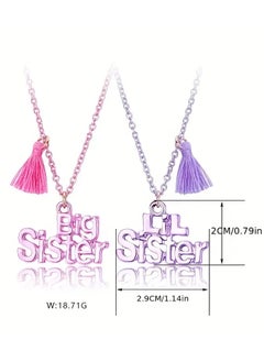 Goolsky 2Pcs/set Sweet Big Sister & LiL Sister Letter Pendant Chain Necklace, BFF Friendship Jewelry Gifts For Best Friend  - Image 2
