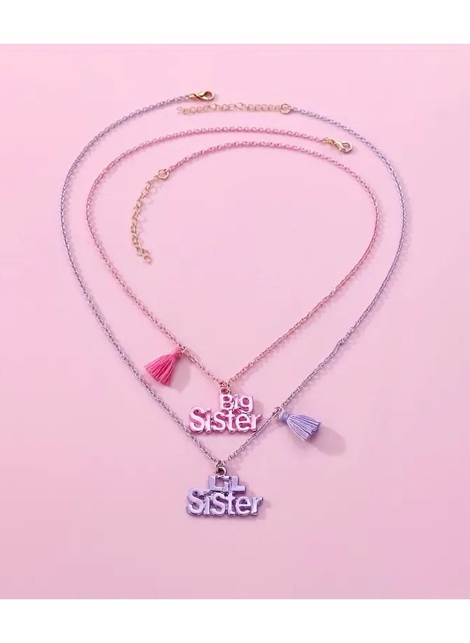 Goolsky 2Pcs/set Sweet Big Sister & LiL Sister Letter Pendant Chain Necklace, BFF Friendship Jewelry Gifts For Best Friend  - Image 4