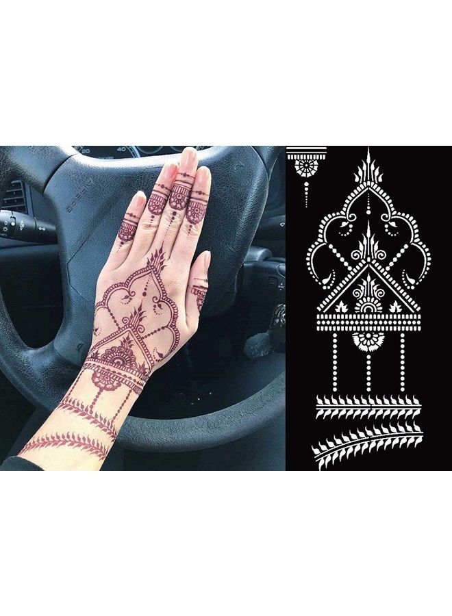 Divawoo 12 Sheet Henna Tattoo Stencils, Hand Temporary Tattoo Stickers, Indian Arabian Self Adhesive Tattoo Templates - Image 1