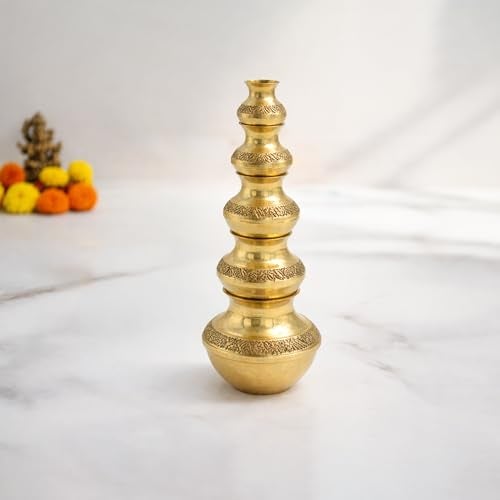 Putrika Brass Kubera Kudam Set of 5|Gubera Panai Set|Matki Set of 5|Kalash Set|Lakshmi Kuberar Lucky Pot|kuberar panai for Pooja/Home Decor [Weight: 275gm Height: 7.5inch] - Image 1